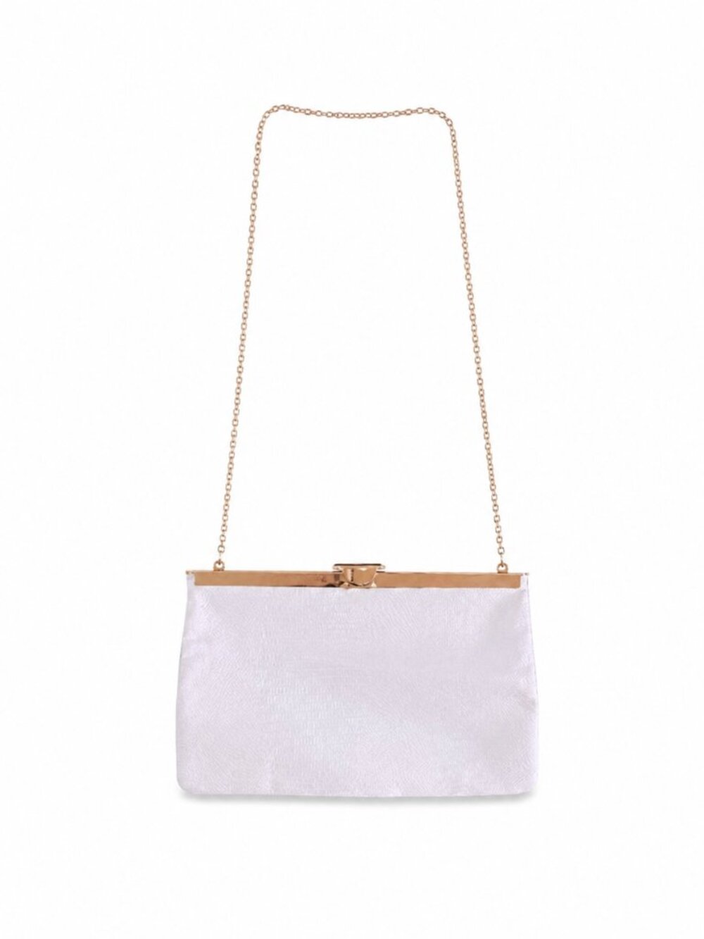 Vintage Elegant White Leather Evening Clutch with Chain Strap